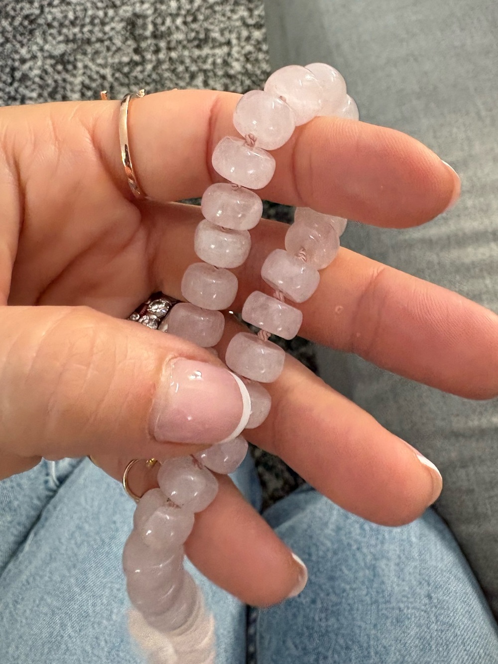 Adina Reyter Blush Pink Gemstone Beaded Necklace 9K Yellow Gold Rose Quartz $398 - Picture 11 of 16